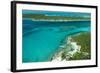 Looking Down at Airplane's Shadow, Jet Ski, Clear Tropical Water and Islands, Exuma Chain, Bahamas-James White-Framed Photographic Print