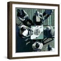 Looking Down at Men Playing Dominoes-Eudald Castells-Framed Photographic Print