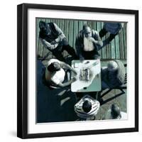 Looking Down at Men Playing Dominoes-Eudald Castells-Framed Photographic Print