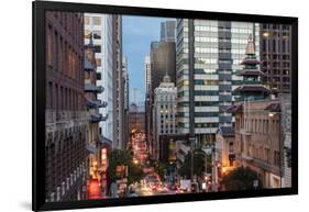 Looking Down California Street in Chinatown at Dusk in San Francisco, California, Usa-Chuck Haney-Framed Photographic Print