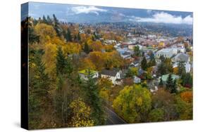 Looking Down into Autumn in Downtown Nelson, British, Columbia, Canada-Chuck Haney-Stretched Canvas