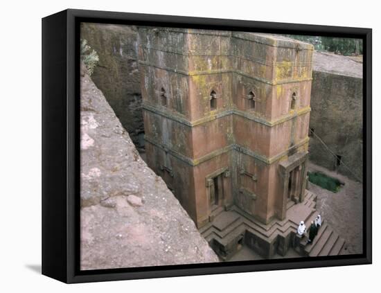 Looking Down on Entrance of Biet Giorgis, Rock Cut Christian Church, Lalibela, Ethiopia-David Poole-Framed Stretched Canvas