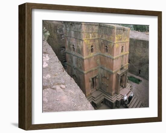 Looking Down on Entrance of Biet Giorgis, Rock Cut Christian Church, Lalibela, Ethiopia-David Poole-Framed Photographic Print