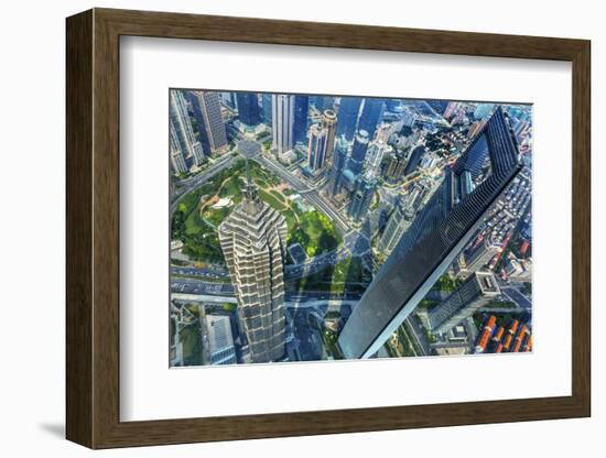 Looking Down on the Liujiashui Financial District, Shanghai, China.-William Perry-Framed Photographic Print