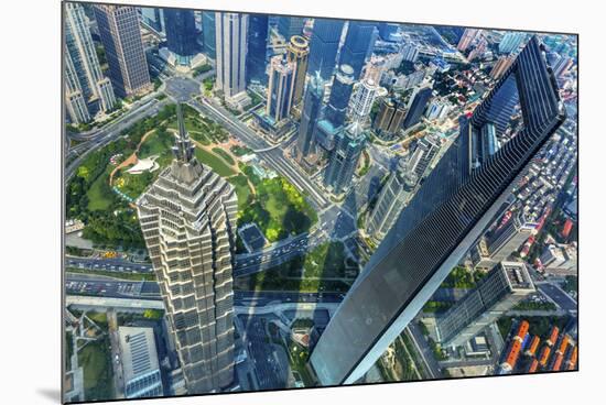 Looking Down on the Liujiashui Financial District, Shanghai, China.-William Perry-Mounted Photographic Print