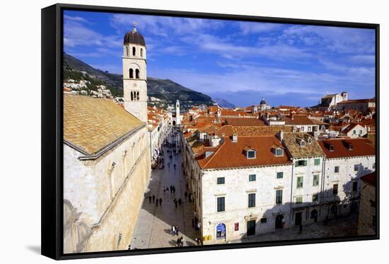 Looking Down on the Stradun (Placa) from the Walls Above the Pile Gate-Simon Montgomery-Framed Stretched Canvas