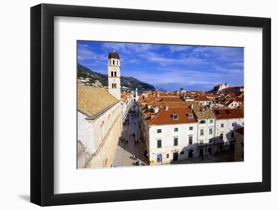 Looking Down on the Stradun (Placa) from the Walls Above the Pile Gate-Simon Montgomery-Framed Photographic Print