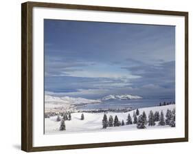 Looking Down onto Flathead Lake after Fresh Snowfall in Elmo, Montana, USA-Chuck Haney-Framed Photographic Print