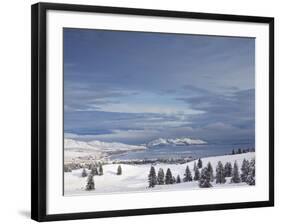 Looking Down onto Flathead Lake after Fresh Snowfall in Elmo, Montana, USA-Chuck Haney-Framed Photographic Print