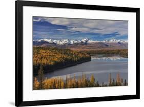 Looking down onto Holland Lake and the Mission Mountains in autumn in the Flathead National Forest,-Chuck Haney-Framed Photographic Print