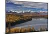 Looking down onto Holland Lake and the Mission Mountains in autumn in the Flathead National Forest,-Chuck Haney-Mounted Photographic Print