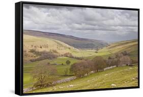 Looking Down onto Littondale in the Yorkshire Dales National Park-Julian Elliott-Framed Stretched Canvas