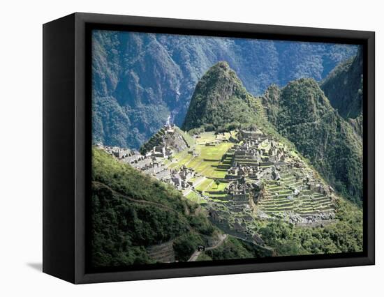 Looking Down onto the Inca City from the Inca Trail, Machu Picchu, Unesco World Heritage Site, Peru-Christopher Rennie-Framed Stretched Canvas