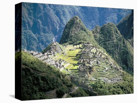 Looking Down onto the Inca City from the Inca Trail, Machu Picchu, Unesco World Heritage Site, Peru-Christopher Rennie-Stretched Canvas