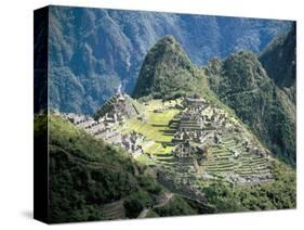 Looking Down onto the Inca City from the Inca Trail, Machu Picchu, Unesco World Heritage Site, Peru-Christopher Rennie-Stretched Canvas