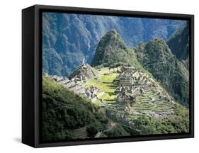 Looking Down onto the Inca City from the Inca Trail, Machu Picchu, Unesco World Heritage Site, Peru-Christopher Rennie-Framed Stretched Canvas