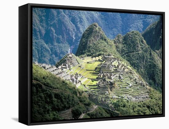 Looking Down onto the Inca City from the Inca Trail, Machu Picchu, Unesco World Heritage Site, Peru-Christopher Rennie-Framed Stretched Canvas