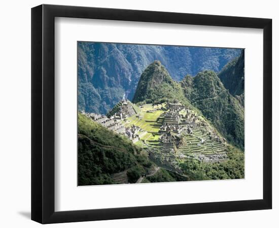 Looking Down onto the Inca City from the Inca Trail, Machu Picchu, Unesco World Heritage Site, Peru-Christopher Rennie-Framed Photographic Print