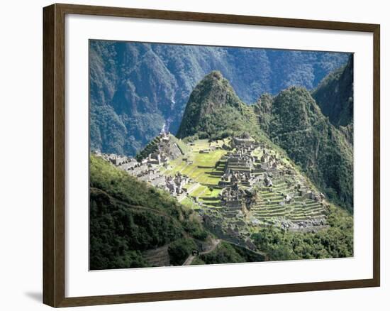 Looking Down onto the Inca City from the Inca Trail, Machu Picchu, Unesco World Heritage Site, Peru-Christopher Rennie-Framed Photographic Print