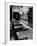 Looking Down Row of Empty Scarred Old Fashioned Desks in Schoolroom-Walter Sanders-Framed Photographic Print