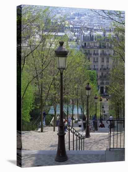 Looking Down the Famous Steps of Montmartre, Paris, France, Europe-Nigel Francis-Stretched Canvas