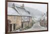 Looking down the quintessential English village of Castle Combe in the snow, Wiltshire, England, Un-Paul Porter-Framed Photographic Print