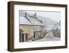 Looking down the quintessential English village of Castle Combe in the snow, Wiltshire, England, Un-Paul Porter-Framed Photographic Print