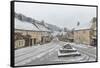 Looking down the quintessential English village of Castle Combe in the snow, Wiltshire, England, Un-Paul Porter-Framed Stretched Canvas