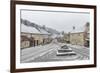 Looking down the quintessential English village of Castle Combe in the snow, Wiltshire, England, Un-Paul Porter-Framed Photographic Print