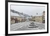 Looking down the quintessential English village of Castle Combe in the snow, Wiltshire, England, Un-Paul Porter-Framed Photographic Print