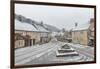 Looking down the quintessential English village of Castle Combe in the snow, Wiltshire, England, Un-Paul Porter-Framed Photographic Print