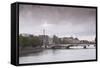 Looking Down the River Seine in Paris on a Rainy Day, Paris, France, Europe-Julian Elliott-Framed Stretched Canvas