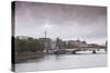 Looking Down the River Seine in Paris on a Rainy Day, Paris, France, Europe-Julian Elliott-Stretched Canvas