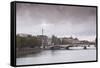 Looking Down the River Seine in Paris on a Rainy Day, Paris, France, Europe-Julian Elliott-Framed Stretched Canvas