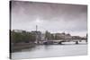 Looking Down the River Seine in Paris on a Rainy Day, Paris, France, Europe-Julian Elliott-Stretched Canvas