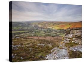 Looking Down to Widecombe-In-The-Moor from Chinkwell Tor in Dartmoor National Park, Devon, England-Julian Elliott-Stretched Canvas