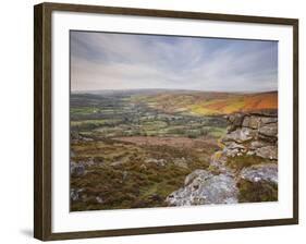 Looking Down to Widecombe-In-The-Moor from Chinkwell Tor in Dartmoor National Park, Devon, England-Julian Elliott-Framed Photographic Print