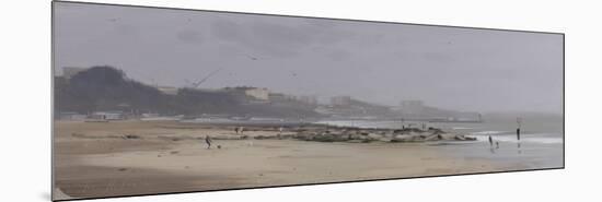 Looking East on Bournemouth Beach, Light Rain, April-Tom Hughes-Mounted Giclee Print