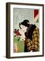 Looking for Water a Bijin Making an Ikebana Flower Arrangement-Yoshitoshi Tsukioka-Framed Premium Giclee Print