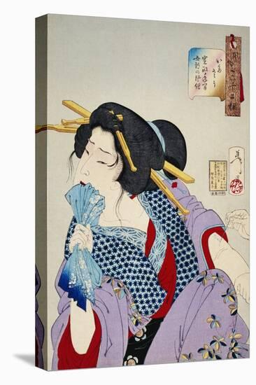 Looking in Pain: The Appearance of a Prostitute of the Kansei Era-Taiso Yoshitoshi-Stretched Canvas