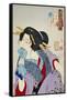 Looking in Pain: The Appearance of a Prostitute of the Kansei Era-Taiso Yoshitoshi-Framed Stretched Canvas