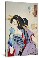 Looking in Pain: The Appearance of a Prostitute of the Kansei Era-Taiso Yoshitoshi-Stretched Canvas