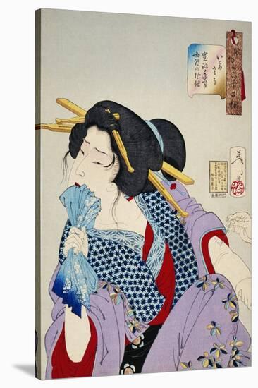 Looking in Pain: The Appearance of a Prostitute of the Kansei Era-Taiso Yoshitoshi-Stretched Canvas