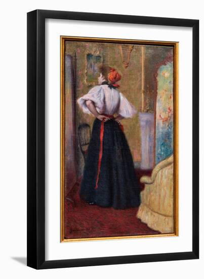 Looking in the Mirror, 1895 (Oil on Canvas)-Federigo Zandomeneghi-Framed Giclee Print