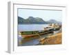 Looking North up the Mekong River, Boats Moored at Luang Prabang, Laos, Indochina-Richard Ashworth-Framed Photographic Print