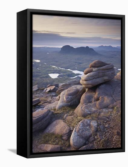 Looking Northwest from Cul Mor Summit, Assynt Mountains, Highland, Scotland, UK, June 2011-Joe Cornish-Framed Stretched Canvas