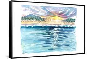 Looking Onshore To Beach from Caribbean Waters with Sun Glitter-M. Bleichner-Framed Stretched Canvas