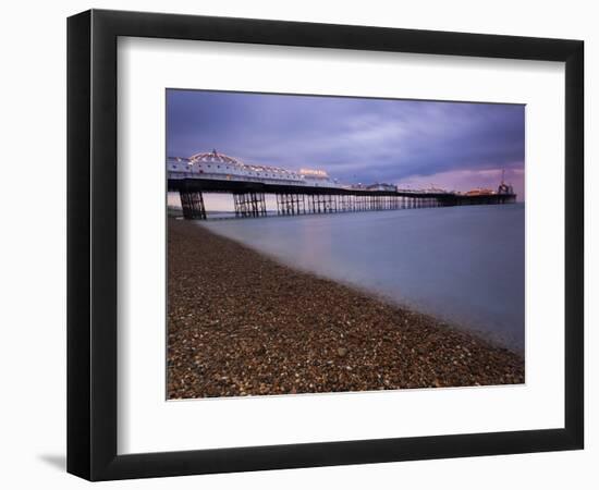 Looking Out at Brighton Pier from Brighton Beach, Taken at Sunset, Brighton, Sussex, England, UK-Ian Egner-Framed Photographic Print