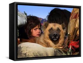 Looking Out from a Vehicle as They Wait for Security Clearance at a Checkpoint on Outskirt of Bannu-null-Framed Stretched Canvas