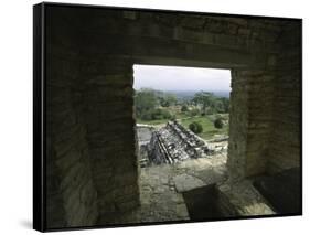 Looking out of the Ruins Over Palenque, Mexico-Michael Brown-Framed Stretched Canvas
